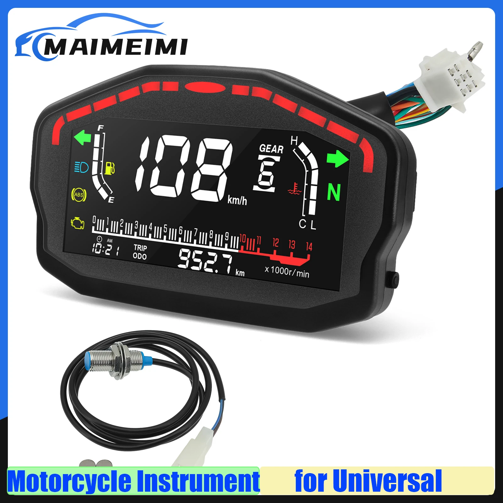 MAIMEIMI العالمي للدراجات النارية أداة لهوندا 2,4 اسطوانة عداد السرعة LED LCD عداد المسافات الرقمي معظم دراجة نارية عداد لوحة
