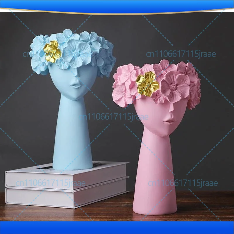 Flower Girl Flowerpot Plant Potted Resin Vase Abstract Figure Portrait Monroe Room Countertop Decoration
