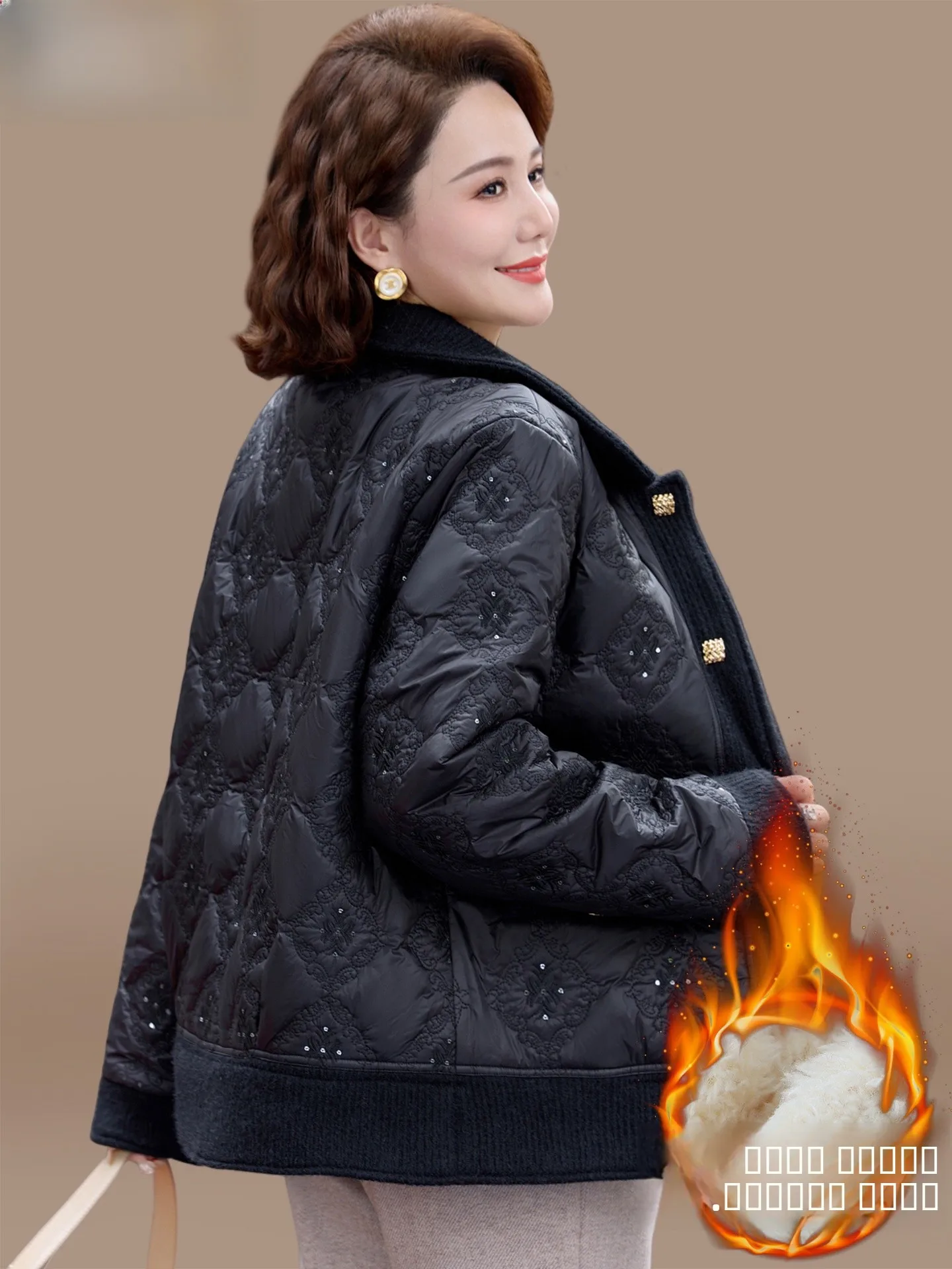 

Thiened down Cotton Jaet Women's Faionable Winter Coat Warm Fluffy Outerwear Mommy's Autumn Winter Polyester Fiber Coat