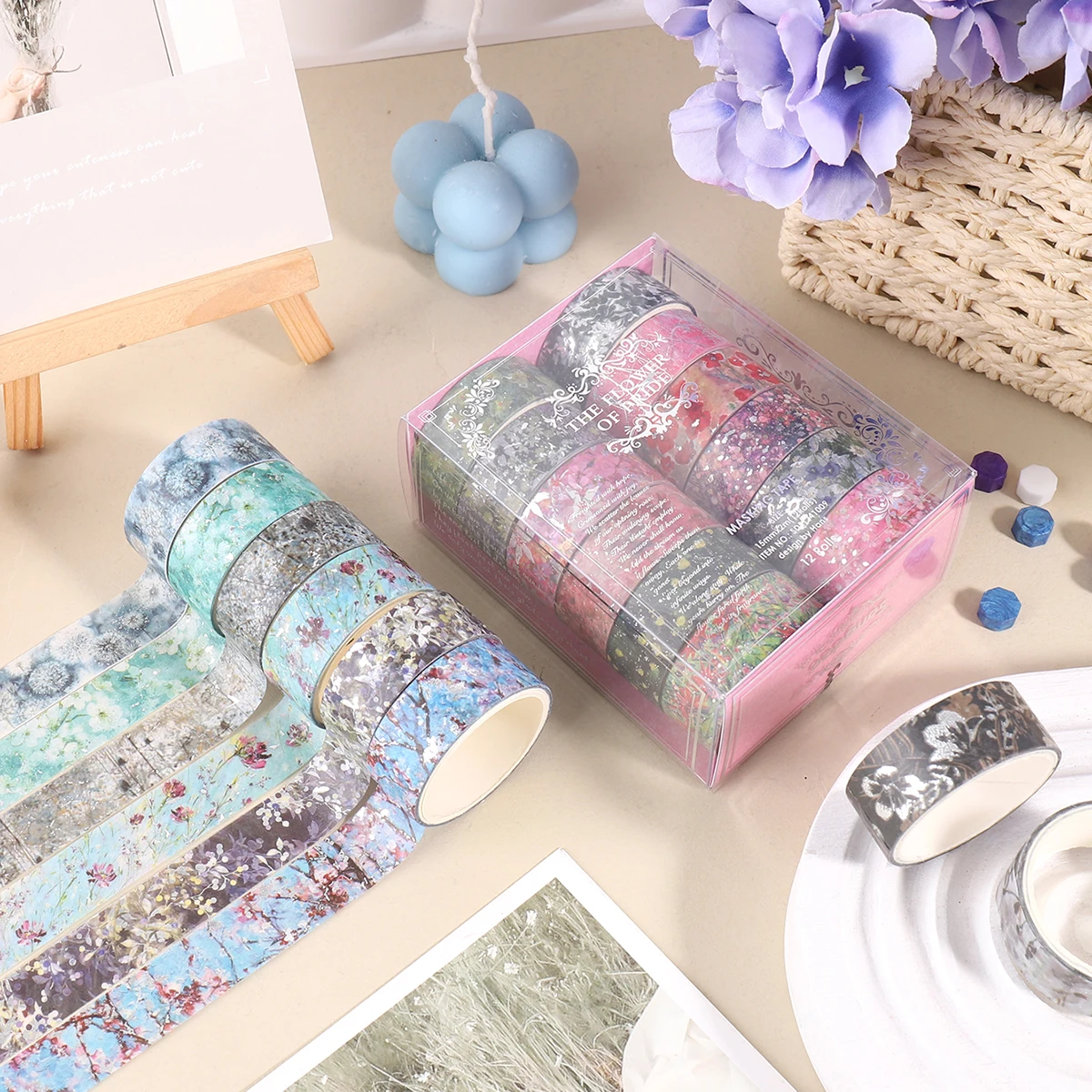 

Floral Gold Foil Washi Tape Set 12 Rolls, Creative Scrapbook Supplies, DIY Journal Decor, Bullet Journal Accessories