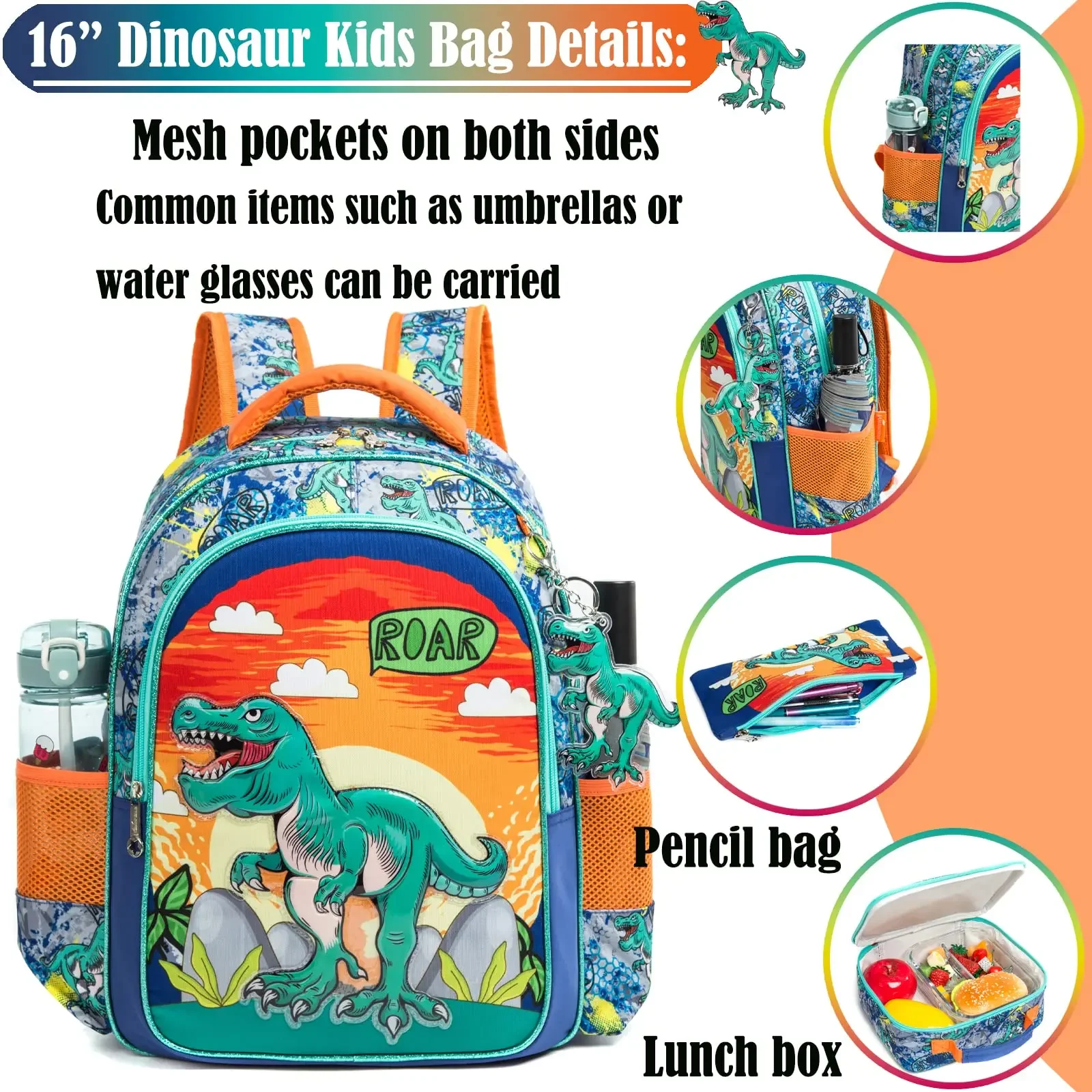 BIkab New Style School Bags Boys Astronautr Backpack School Bookbag for Boys Kids School Dinosaurs Kawaii Backpack Kids Backpack