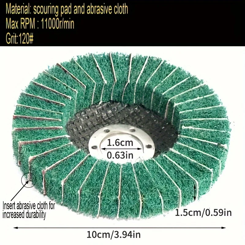10 عجلات تلميع قرصية من ألياف النايلون مقاس 4 بوصة، أقراص تلميع طحن 4 بوصة، أدوات تلميع، إزالة الصدأ على السطح المعدني
