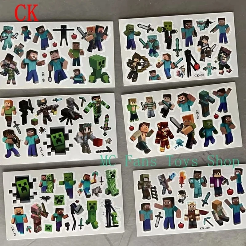 Cartoon Cute Minecrafte Tattoo Sticker Children's Temporary Tattoos for Birthday Party Decoration Supplies Gift Kids Toys Decals