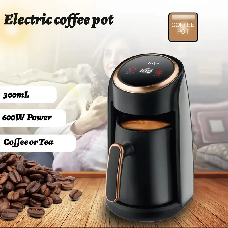 300ml Electric Coffee Pot,3 In 1 Water Milk Tea Maker Machine,High Temperature Resistant,600W Power,Multi-Usage Auto Power-Off