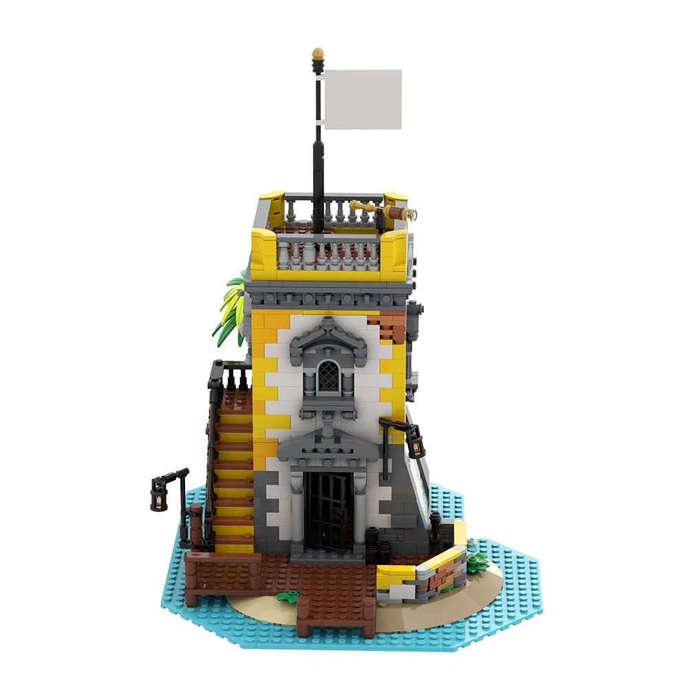 

Модель MOC Sabre Island Anno Domini 2021, строительные блоки, пиратская башня, кирпичная игрушка, подарок для взрослых