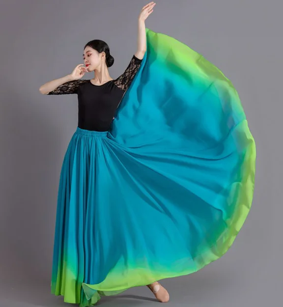 1 Stks/partij Vrouw Mode Gradiënt Buikdans Rok Dame Klassieke Dansrok