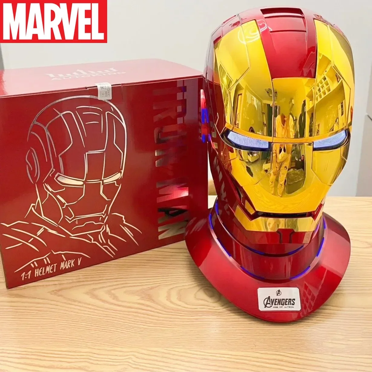 

Marvel Iron Man Autoking 1/1 Mk5 Helmet Remote And Voice Control Iron Man Automatic Helmet Mask With Led Light Figure For Boys