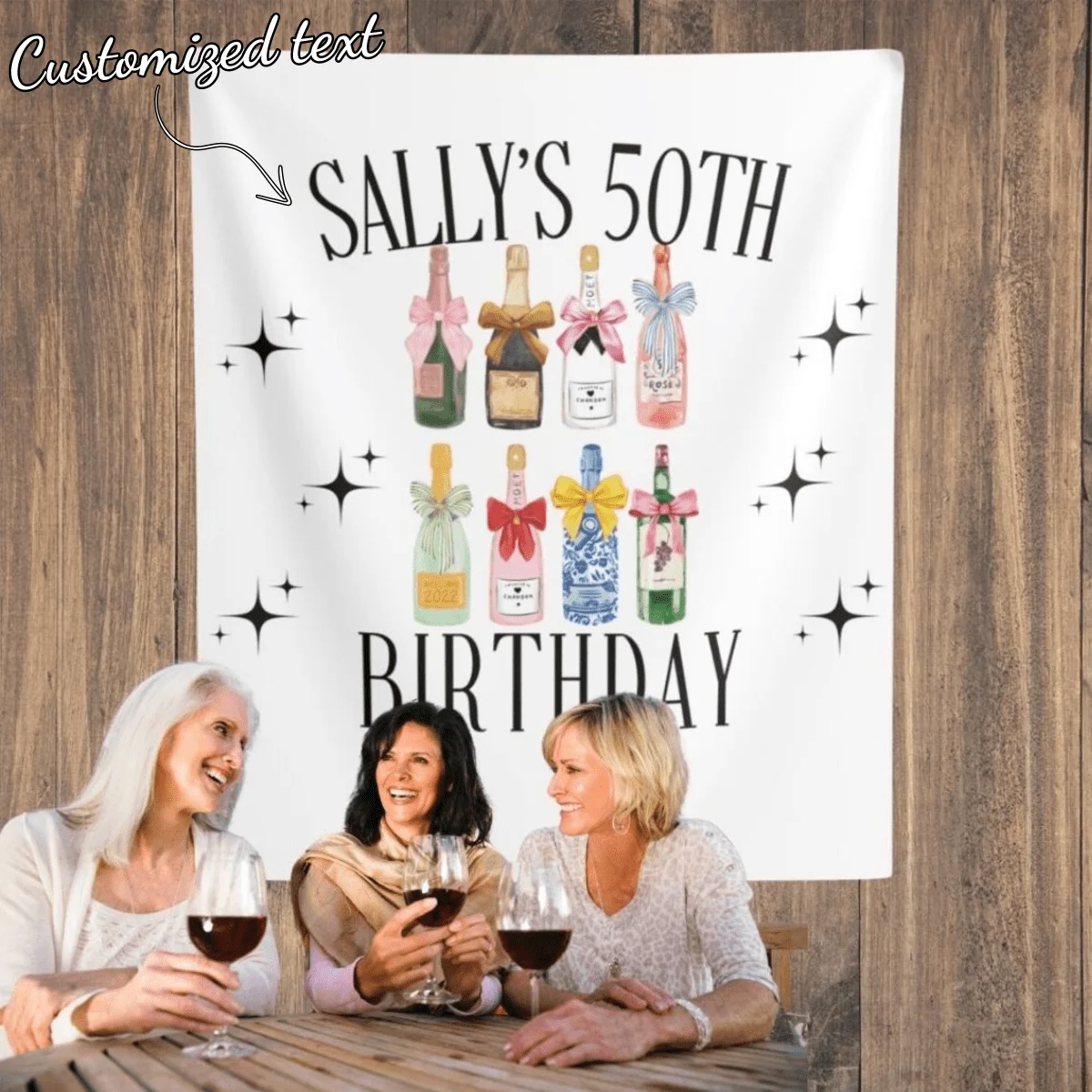 1PC Customized Party Banner Custom Champagne Name Birthday Tapestry Bar Gift For Boyfriend/Girlfriend Custom Name Banner Poster