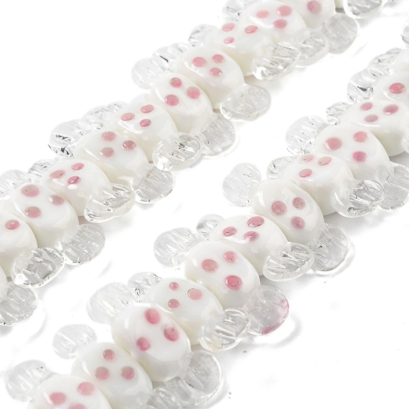 Candy Lampwork Beads Strand Polka Dot Striped Print Transparent Handmade Glass Beads Bracelet Earring Jewelry DIY Make Supplies