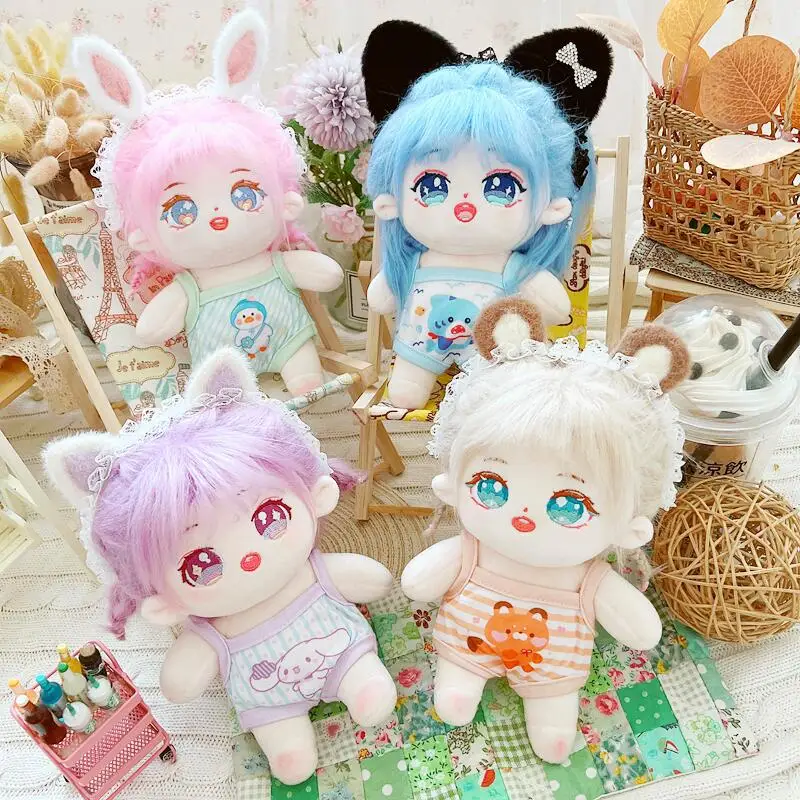 20CM Star Doll Clothes Lovely Suspender+Headband Dress Up Cute Plush Dolls Accessories Generation Kpop EXO idol Dolls DIY Toys