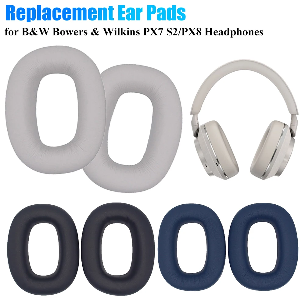 Almohadillas de repuesto para auriculares B & W Bowers & Wilkins PX8/PX7 S2, almohadillas para los oídos de cuero proteico, 1 par