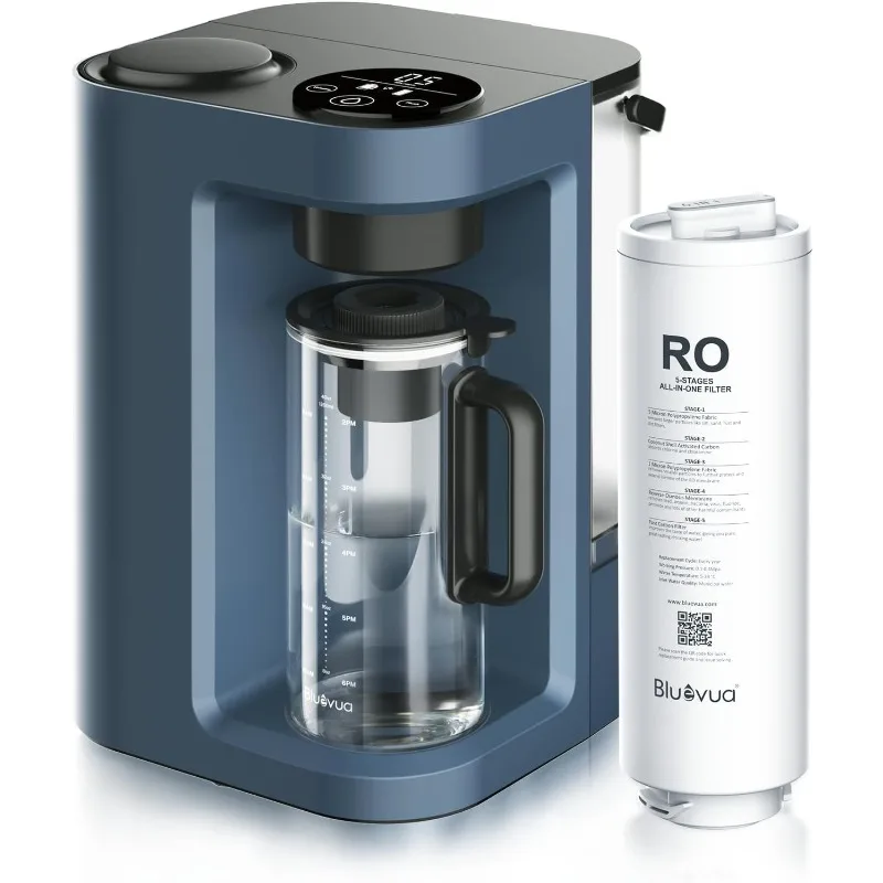 

Bluevua RO100ROPOT-Lite(UV) Настольная система фильтрации воды обратного осмоса, 3:1 Pure to Drain, портативный очиститель воды (синий)