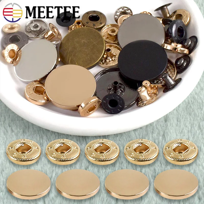 

20Sets 10-25mm Flat Metal Snap Button for Bag Coat Clothes Decor Sewing Buttons Fastener Press Stud DIY Hardware Accessories