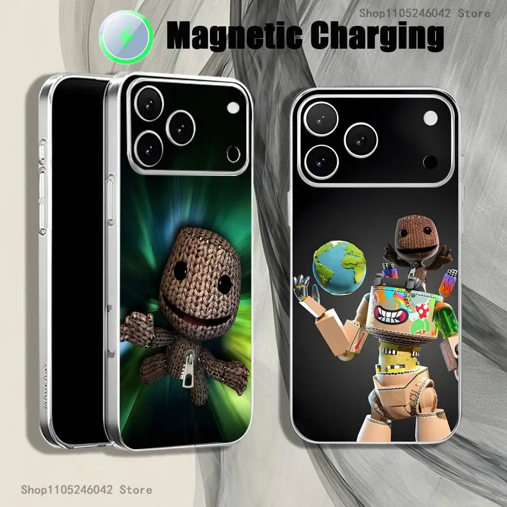 

L-LBP S-Sackboy Custom Shockproof Transparent White Phone Case For iPhone 17,16,15,14,13,12,11Pro,Max Magnetic Wireless Charging