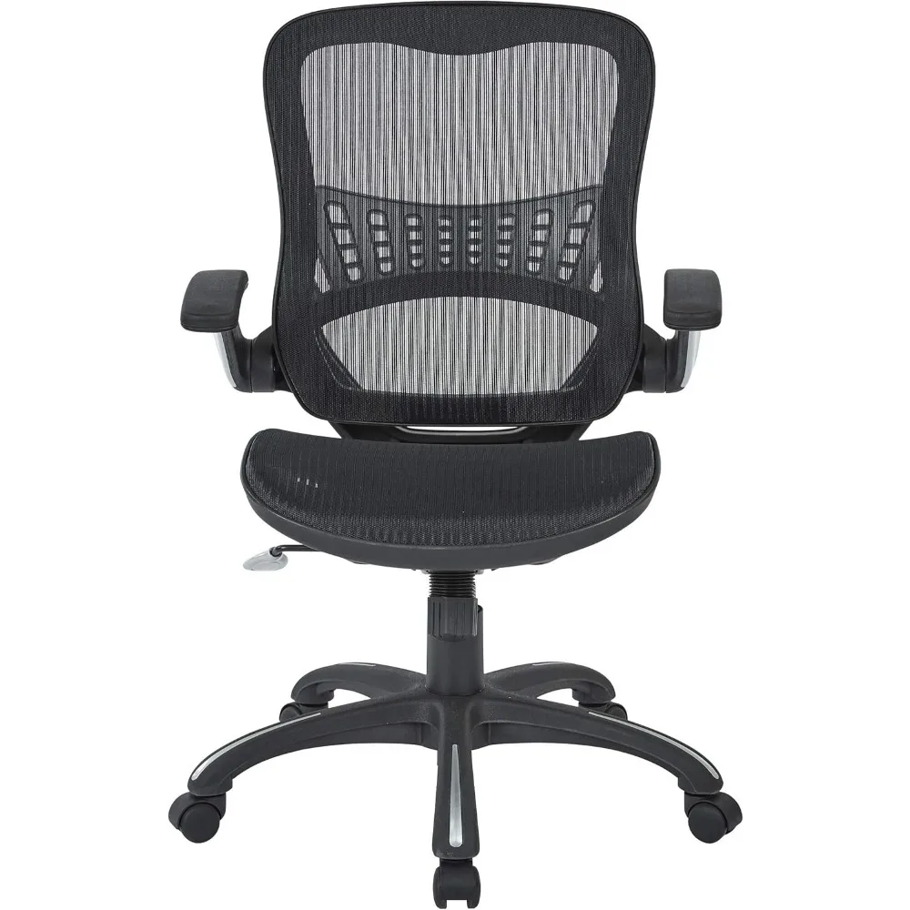 เก้าอี้สำนักงานสำหรับผู้จัดการแบบมีช่องระบายอากาศรุ่นออฟฟิศสตาร์ ไรลีย์พร้อมเบาะและพนักพิงตาข่ายระบายอากาศ ฐานสีดำพร้อมสีดำ