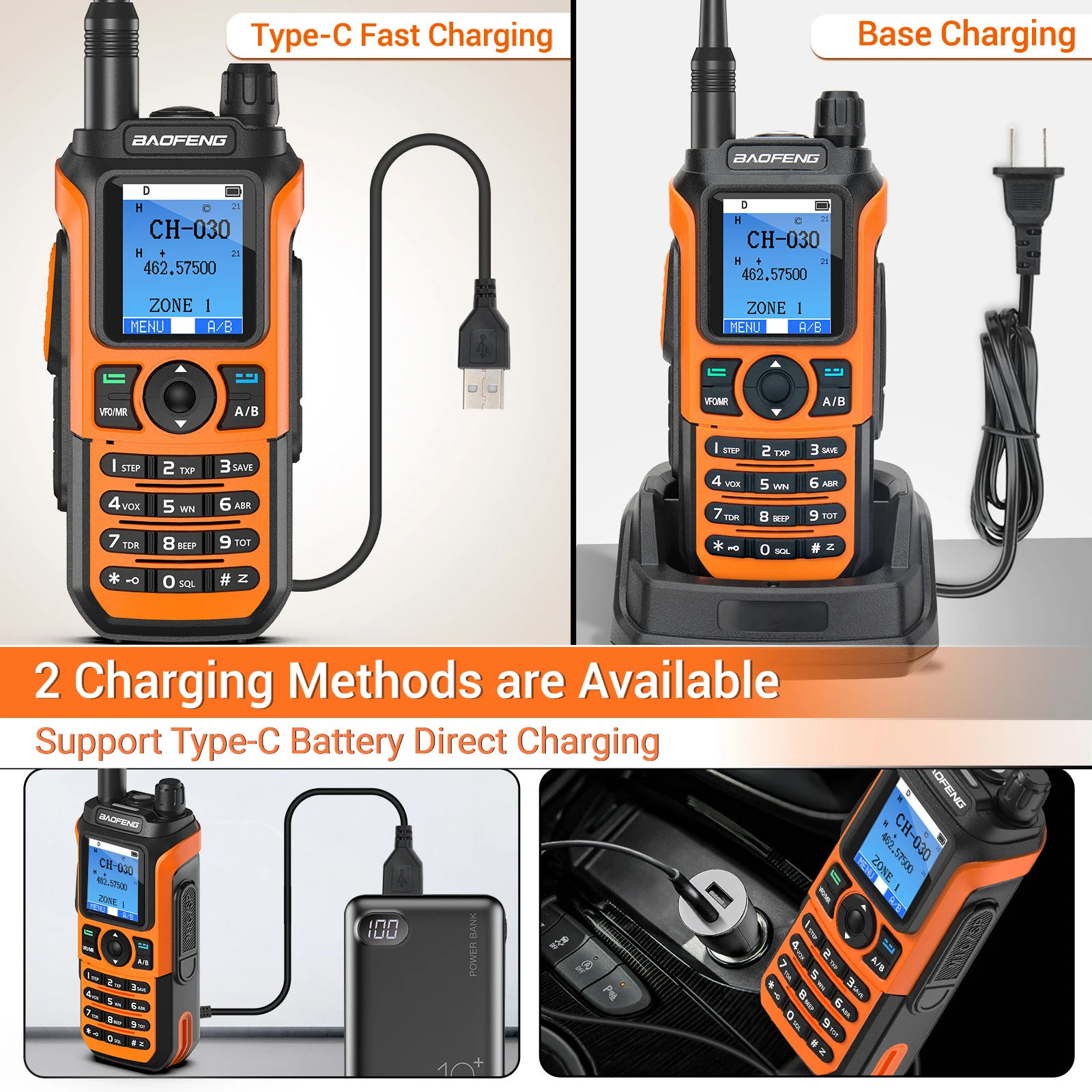 Baofeng GM-21 Walkie Talkie GMRS Transceiver Bluetooth Wireless Programing Multi-Band Receiving AM FM Type-c Charger Radio