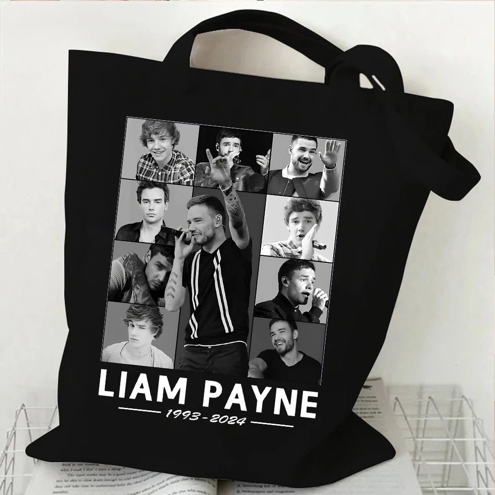 Liam Payne Rest in Music 2024 Bolsos de compras para mujer con estampado Bolso de hombro de lona de gran capacidad