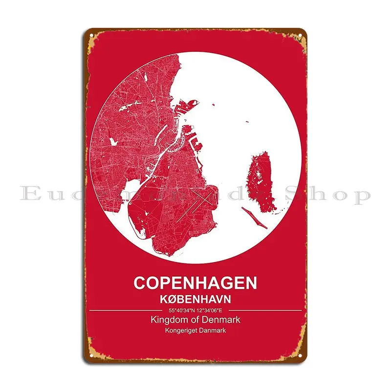Копенгагенское Королевство Дании Карта города металлические знаки паб пользовательский клуб проектирование вечерние жестяной знак плакат