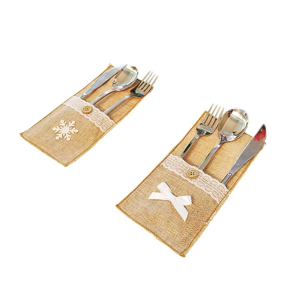 

Christmas Cutlery Holder for Table Bag Silverware Bags Party Supplies Burlap Tableware Banquet