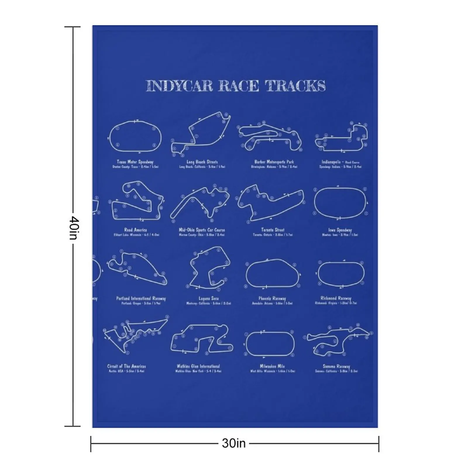 Indycar Race Tracks (White Stencil-No Background) Throw Blanket Comforter Bed Nap decorative Blankets