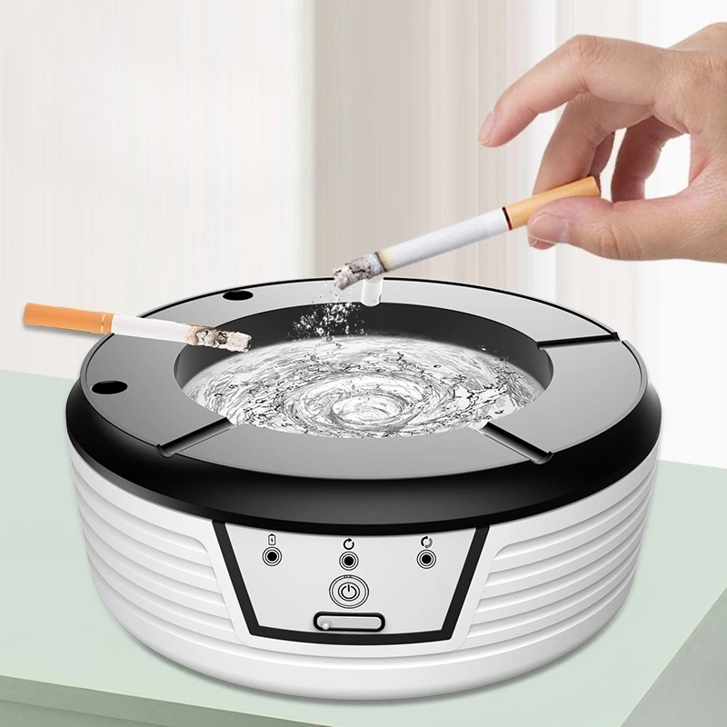 

Multifunctional household intelligent flushing ashtray with cyclic filtration, purification and smoke - odor removal.