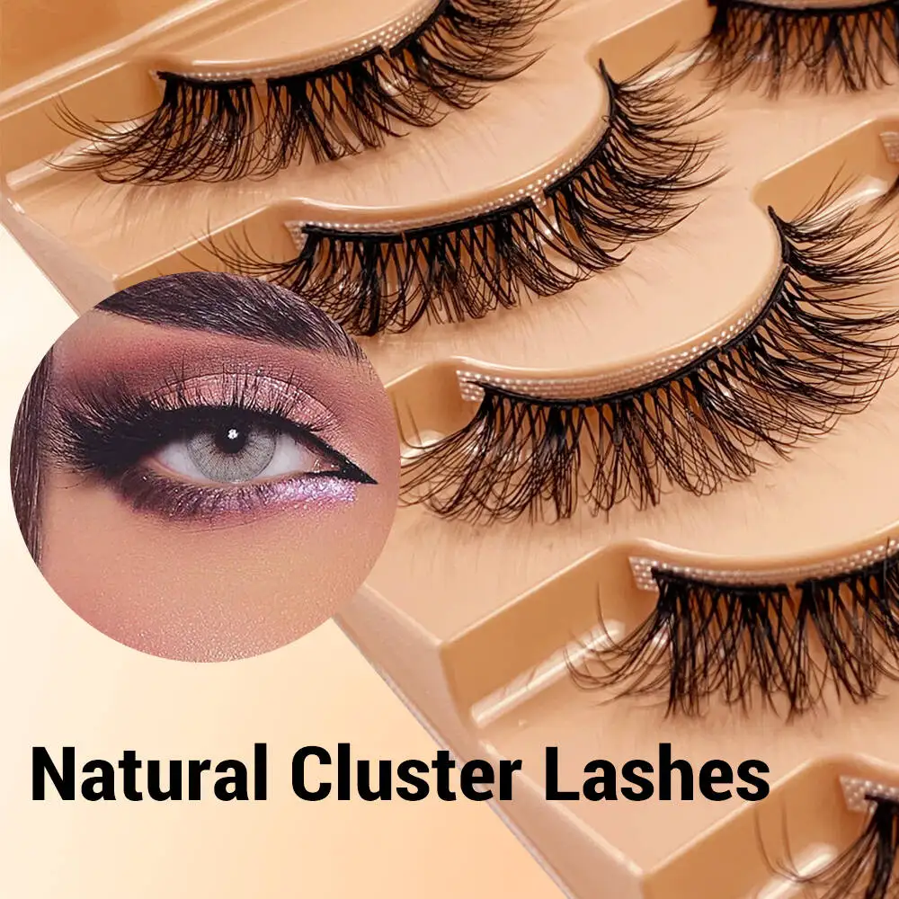 Segmented Full Strip Eyelashes Soft Natural Long Fluffy 7 Pairs False Lash Reusable Wispy Cross Style Mink Volume Make Up Tools