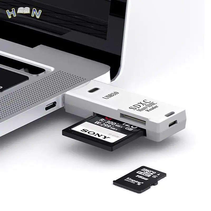 Micro SD TF Memory Card Reader, USB 3.0, 2 em 1, Conversor de Extensão, Celular, PC, Laptop, 1Pc
