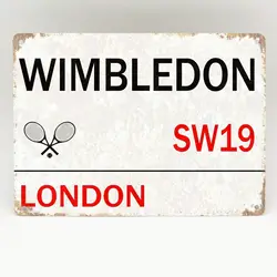 Wimbledon Metal Sign Tennis London Street Sw19 Tin Sign Decor Metal Plate Plaque Aluminum Metal Sign 8X12 Inches