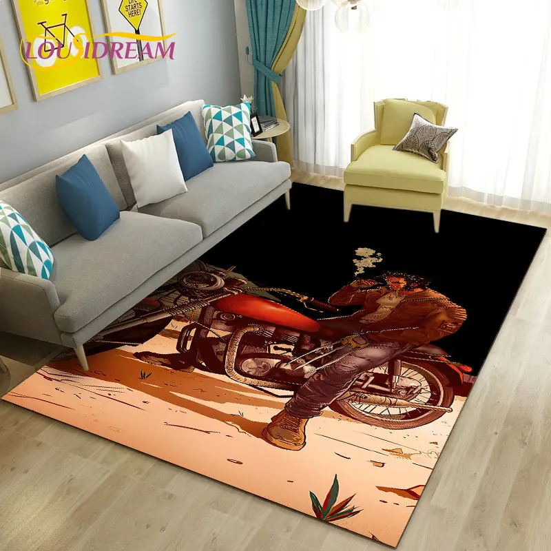 3D винтажный большой ковер для мотоцикла в стиле ретро, ковер для гостиной, спальни, украшения дивана, Придверный коврик, кухонный нескользящий напольный коврик