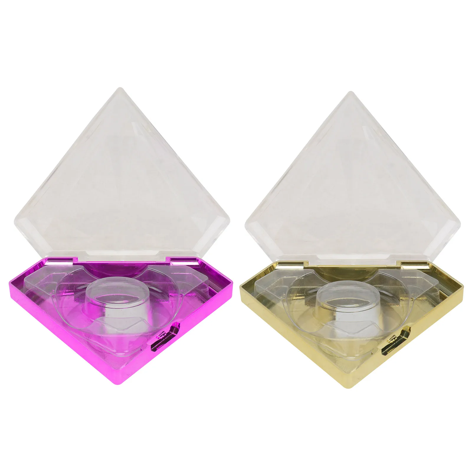 

2pcs False Eyelash Storage Box Diamond Shaped Acrylic Packing Container For Eyelash Organizer Holder Extension Case Secure Fit