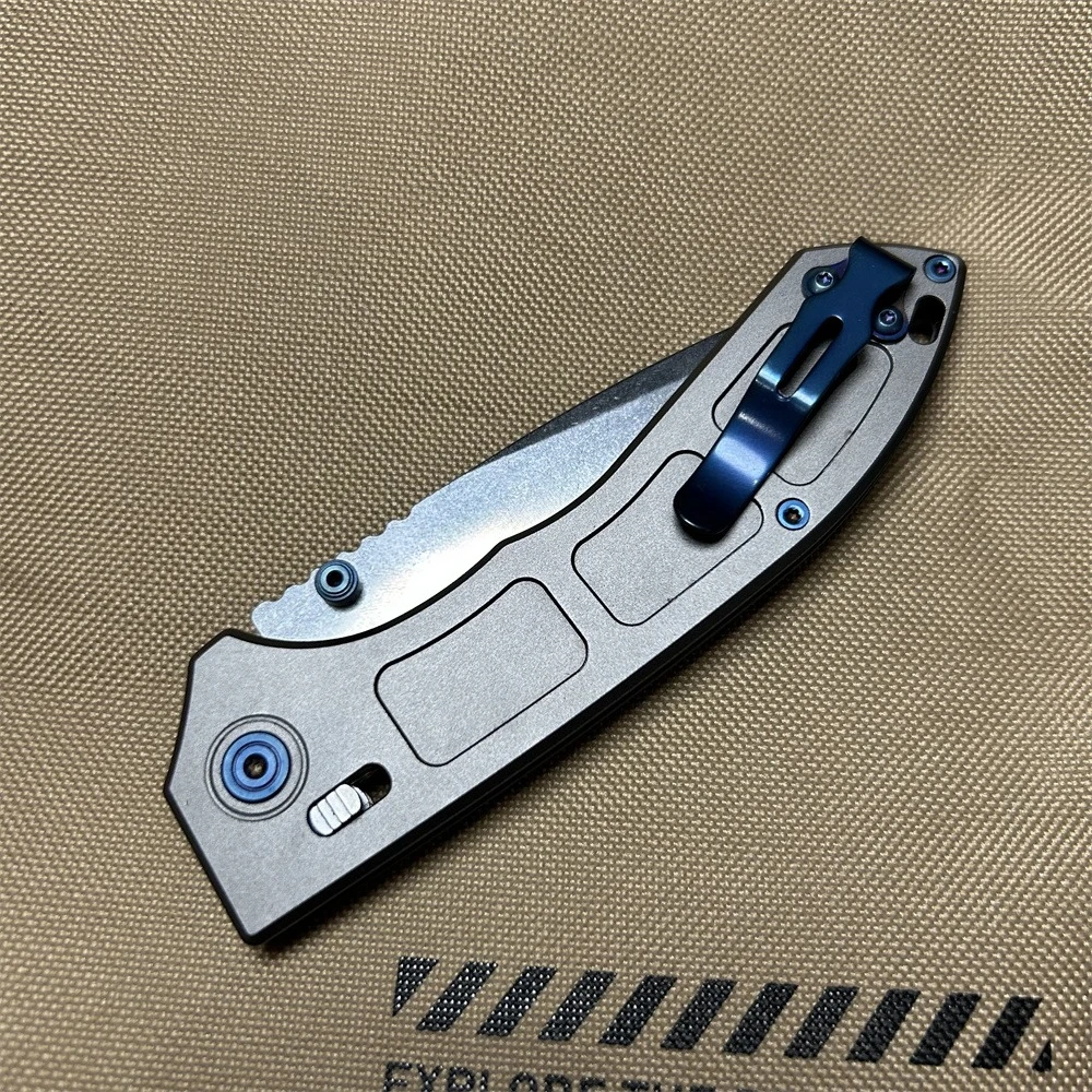 748 المتقدمة D2 شفرة حادة رمادي مقبض ألمونيوم التخييم في الهواء الطلق المحمولة دليل سكين للفرد مع مشبك جيب ، سكين الرجال