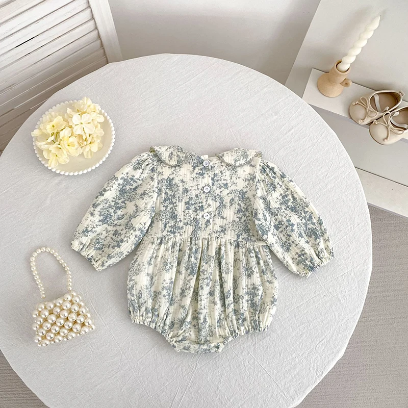 2026 Neu 0-24M Frühling Kleinkind Mädchen Strampler Langarm Baumwolle Kragen Baby Mädchen Overall Kinder Bedruckte Kleidung – Detail 4