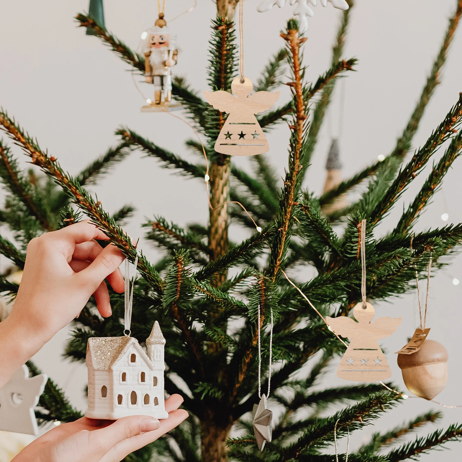 

36pcs Wooden Angel Cutout Slices Unfinished Natural Wood Ornaments For Diy Painting Crafts Christmas Tree Hanging Decor Wedding