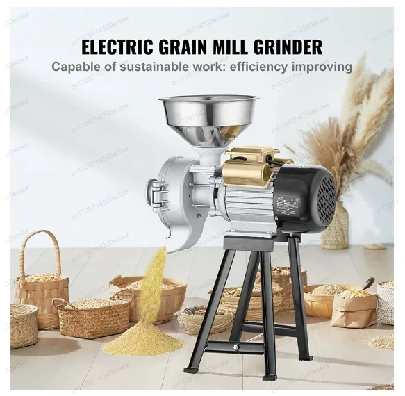 GM-002 Wet & Dry Commercial Grain Mill | 220V/110V Multi-Purpose Soybean Machine for Milk & Flour, Corn Grinder, EU Standard