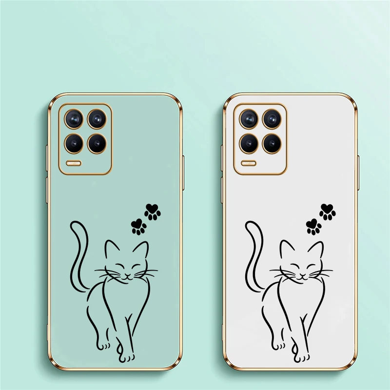 Line Cat Case For Realme Narzo 20 Pro 20A 60X 50i 50A Prime 50Pro Note 60 GT Master V5 V25 U1 Q3Pro Carnival Anti Scratch Covers view 6