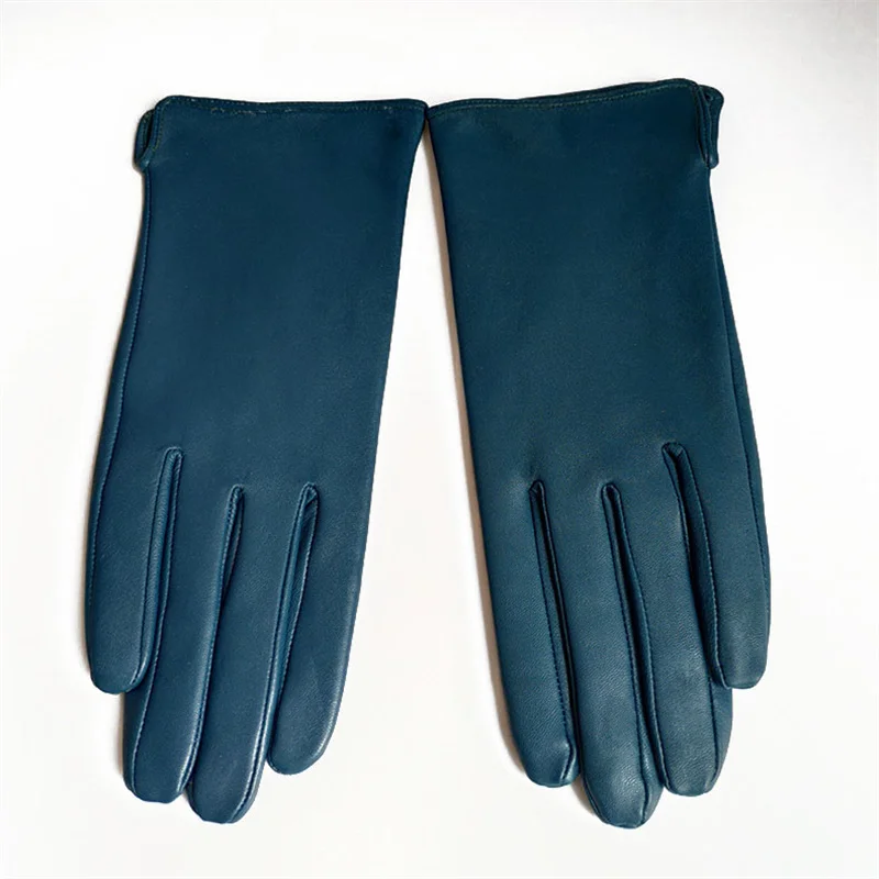 Sheepskin gloves women's new velvet lining spring multicolor driving gloves real leather autumn