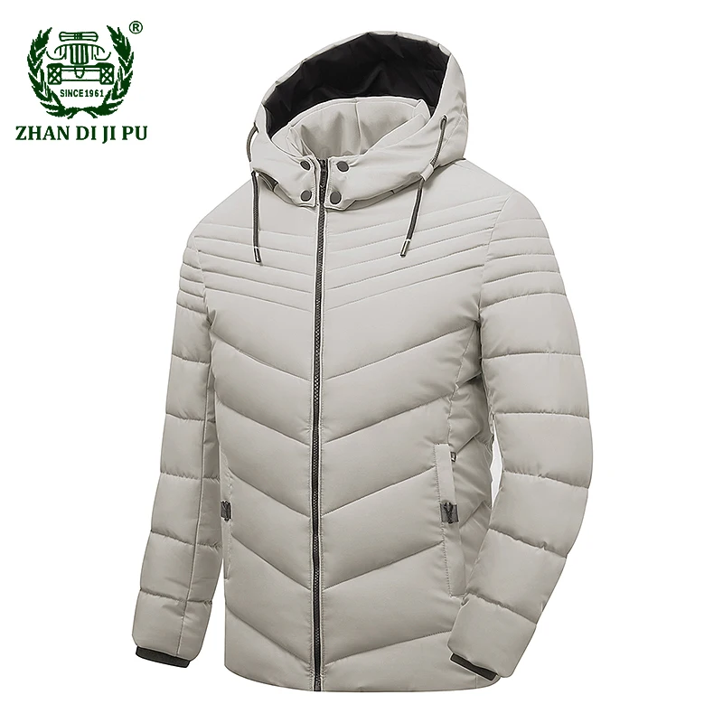 

New Men's Hooded Parkas Fashion Thicken Warm High-quality Coat Streetwear Casual All-match Windproof New Solid Color Parkas Male