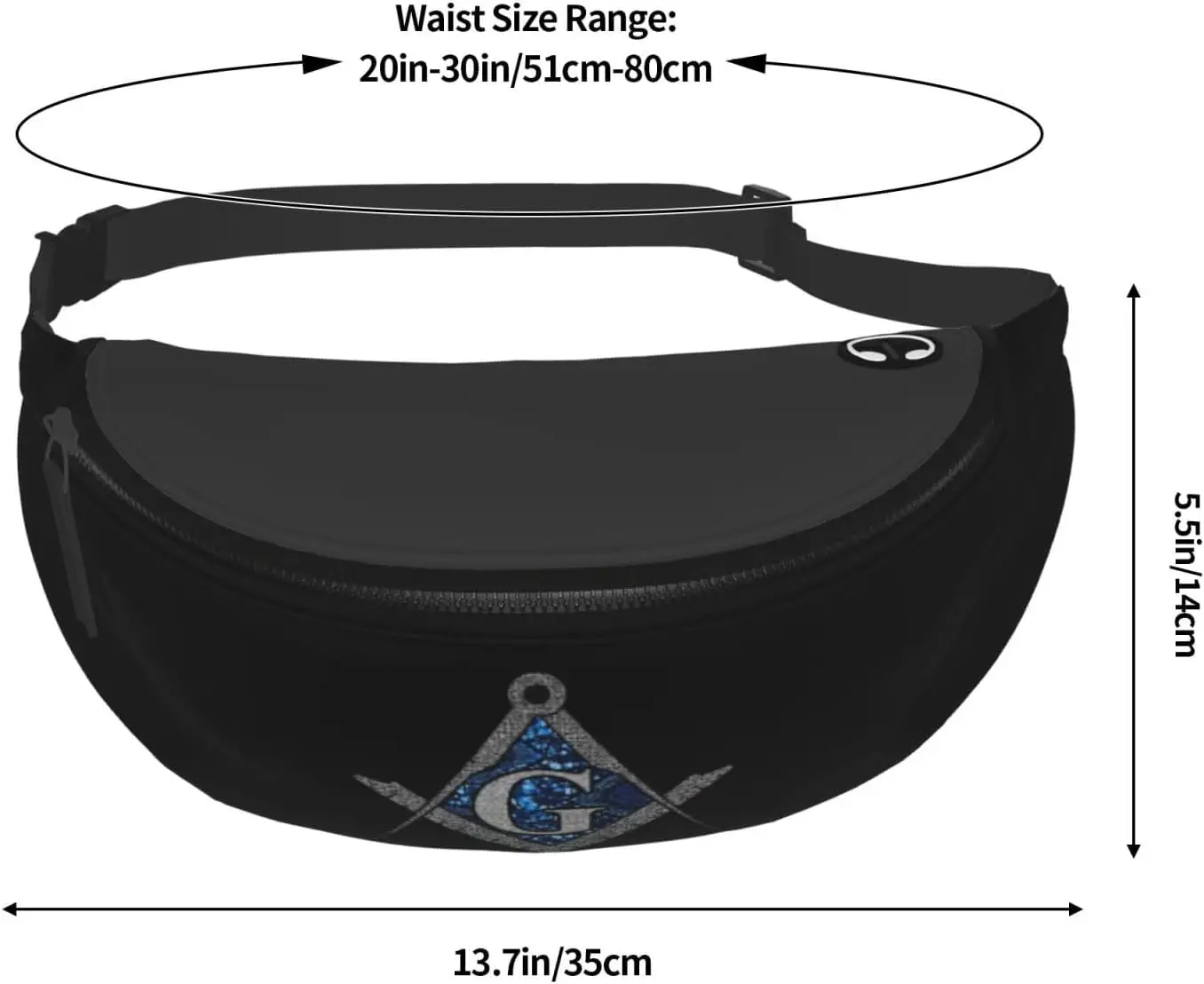 Free Mason Masonic Blue African Print Compass Fanny Pack for Men Women, Sports waist bag, suitable for traveling