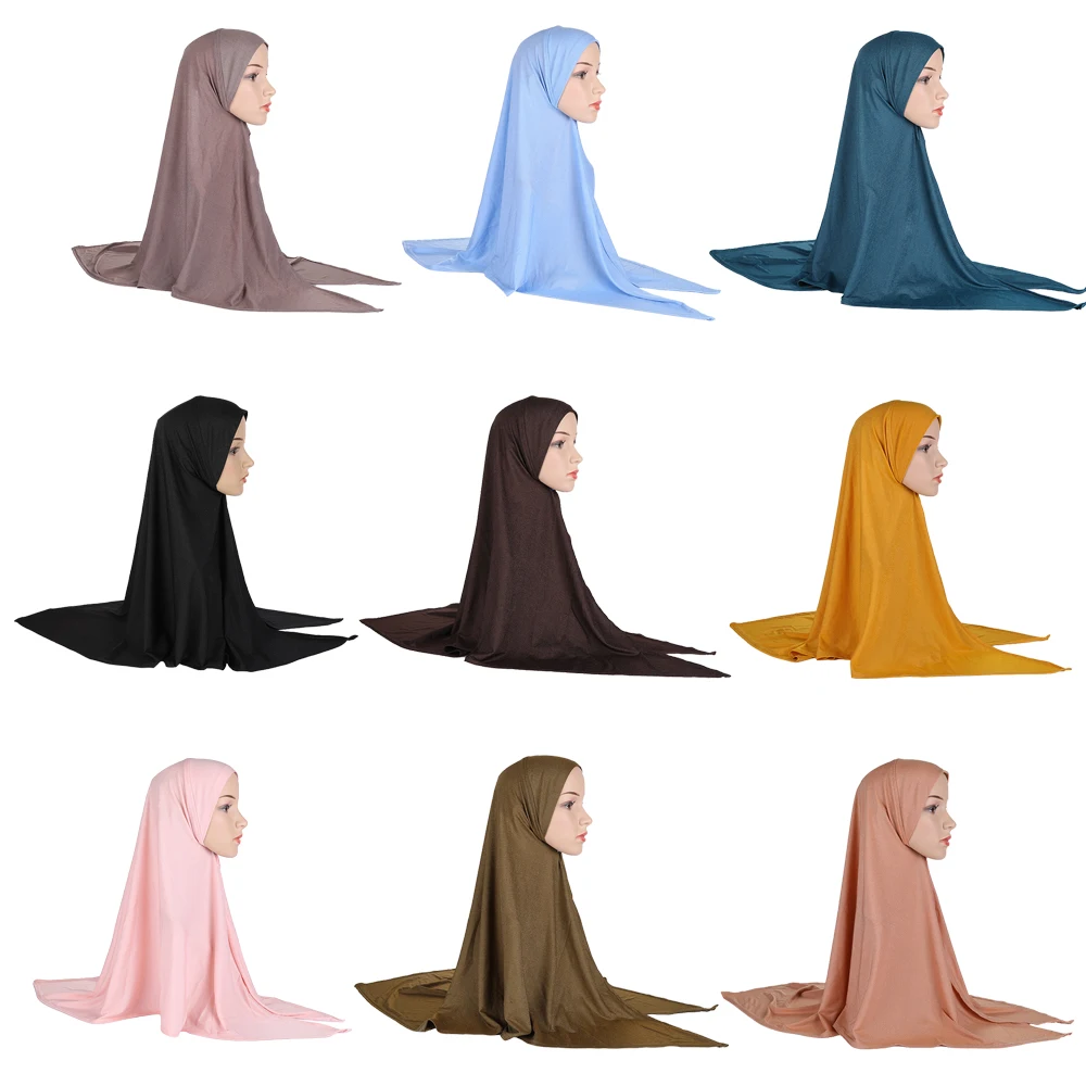 20pcs Muslim Women Hijabs Turban Pull on Ready Instant Scarf Full Cover Shawl Amira Chemo Cap Femme Islamic Head Wrap Ramadan