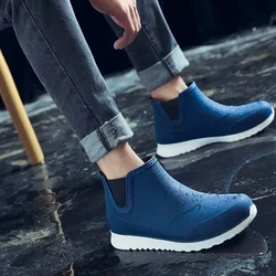 Men's Outdoor Hiking Rain Boots  Weight Rain Beach Non Slip Shoes Fishing Rain Black Work Shoes Durable Waterproof Rubber Shoes