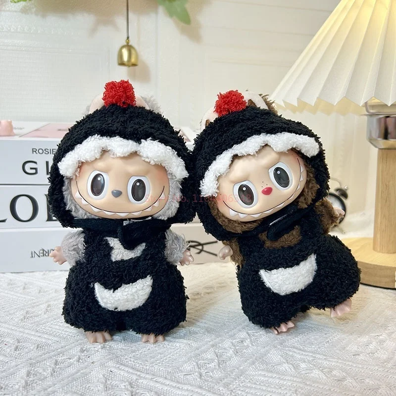 มอนสเตอร์ 5 รูปแบบ Labubu ตุ๊กตารูปตุ๊กตา Jumpsuit Series เช่นหมูและไดโนเสาร์น่ารัก Mini Plush Pure Handmade เสื้อผ้า