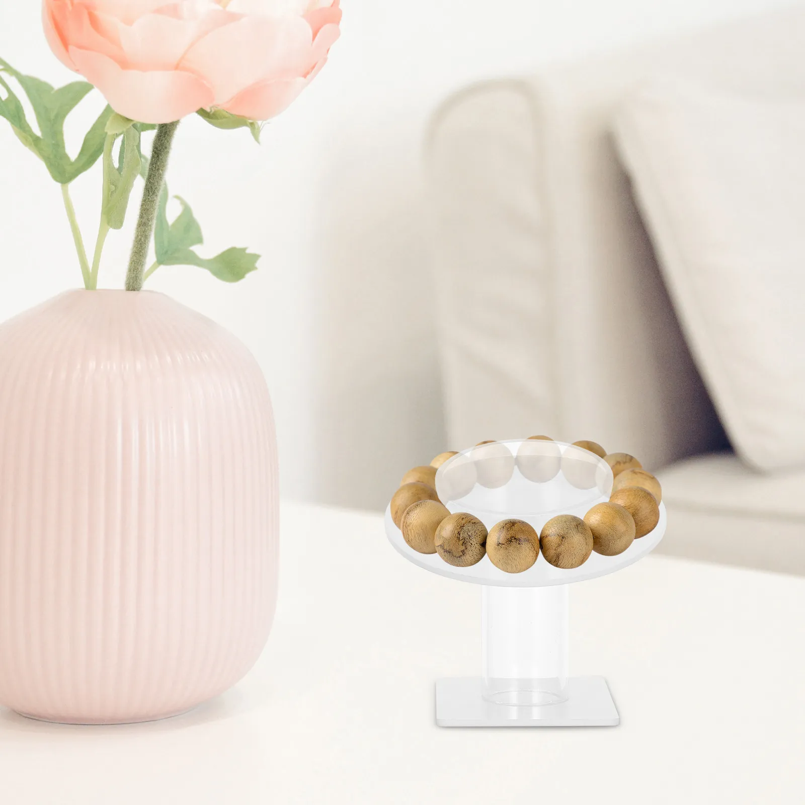 Acrylic Single Layer Bracelet Display Stand for Hand Jewelry Bangle Anklet Organizer Rack Modern Space Saving Counter Desk