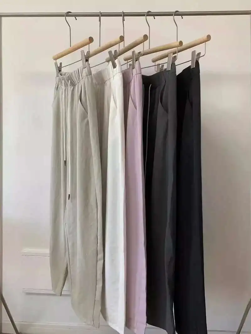 جديد 2024 الصيف عالية الخصر الرباط ياماموتو عازمة سكين السراويل النسائية بلون عادية تنوعا واسعة الساقين السراويل 4MTZ