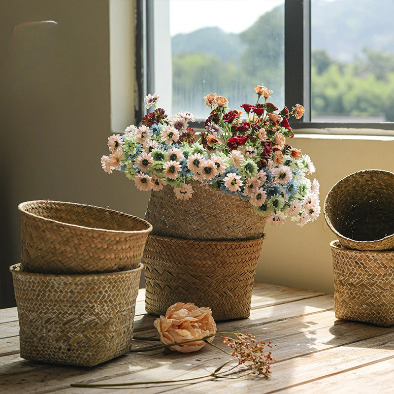 

The product can be customized.Straw flower basket American flower frame, vintage flower pot, flower barrel, sundriese