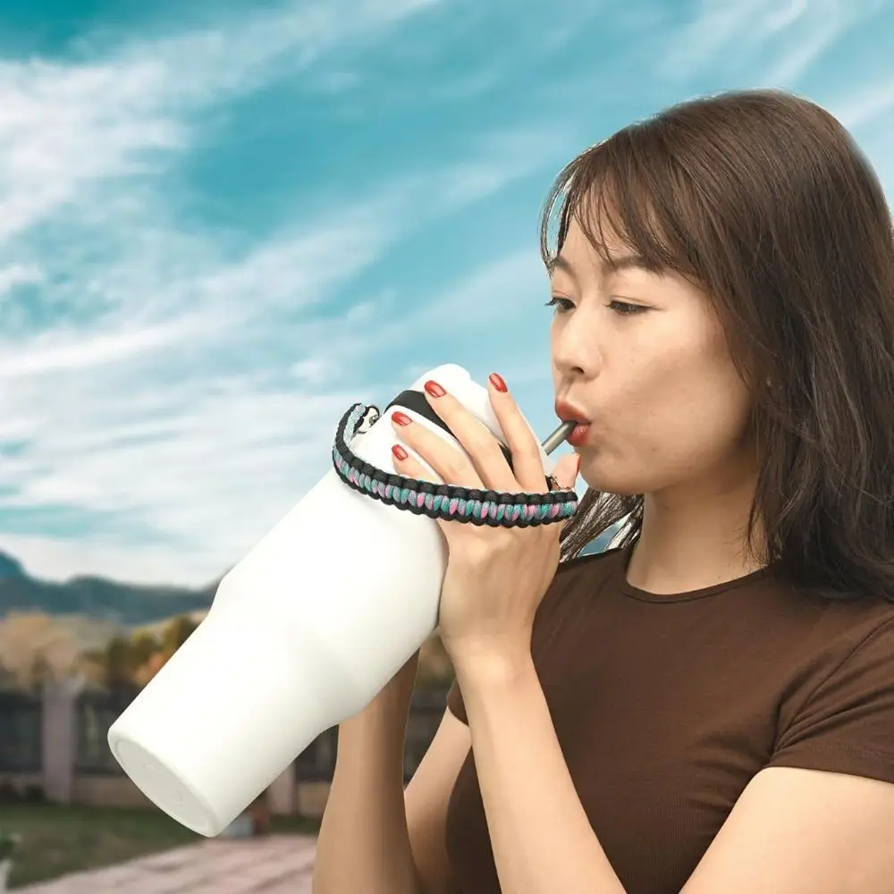 

Hand-Free Woven Water Bottle Sling Rope Reusable Universal Braided Water Bottle Handle Strap Stretchable Color Blocking
