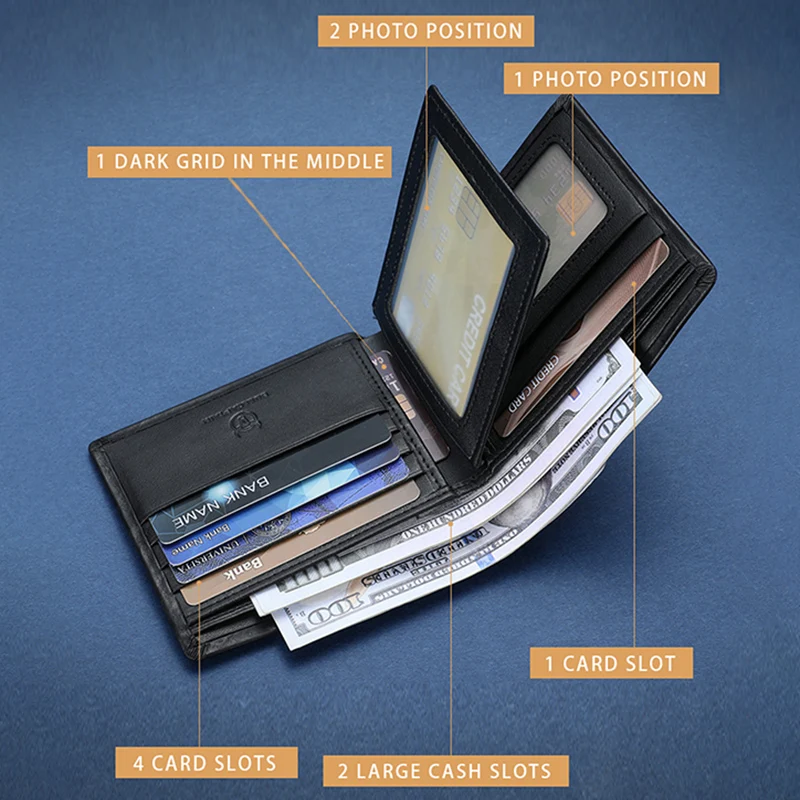 محفظة رجالية من الجلد الطبيعي من BULLCAPTAIN - سعة كبيرة مع فتحات بطاقات متعددة، تأتي مع صندوق هدايا، هدية عيد الميلاد #2