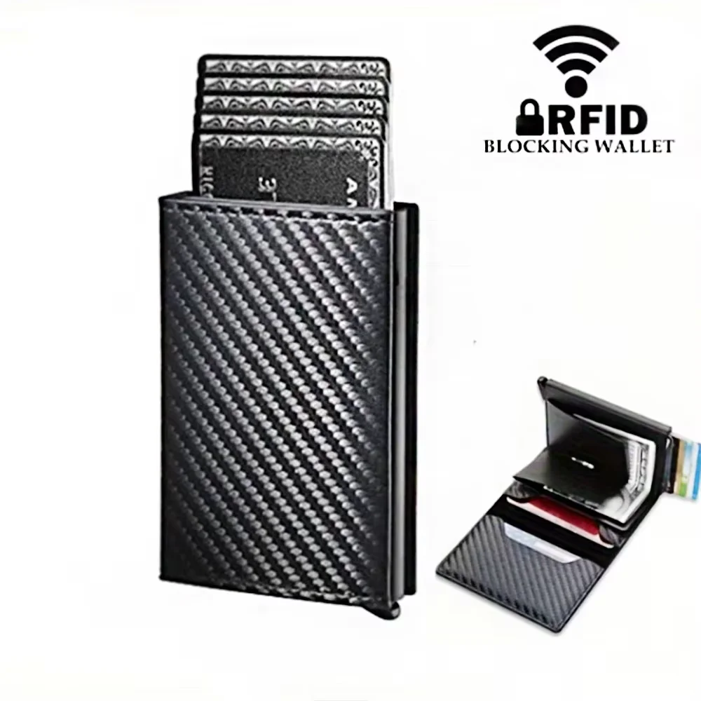 Men's anti-theft anti-degaussing Carbon Fiber RFID Aluminum alloy Card Bag Male and female cardholders Bank Cash Credit Card DH