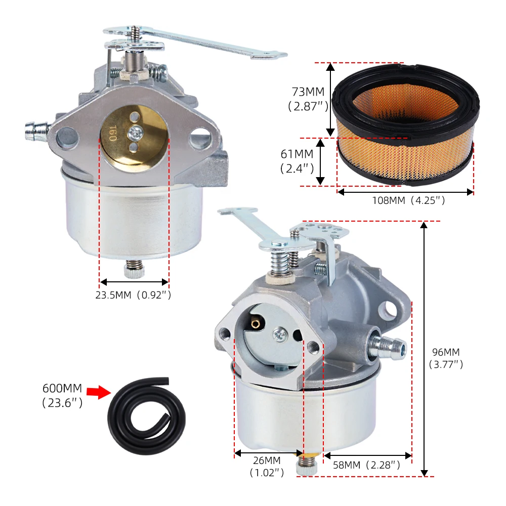 Carburetor Kit Replacement 632325 Fits Tecumseh HHM80 HM100 Small Engine Lawn Mower Carb Assembly FRG031