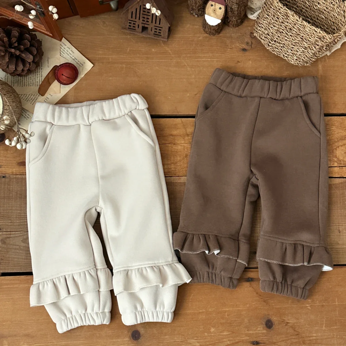 New Autumn Winter Toddler Girls Loose Cotton Pants Children Kids Warm Trousers Lace Ankle Outside Versatile