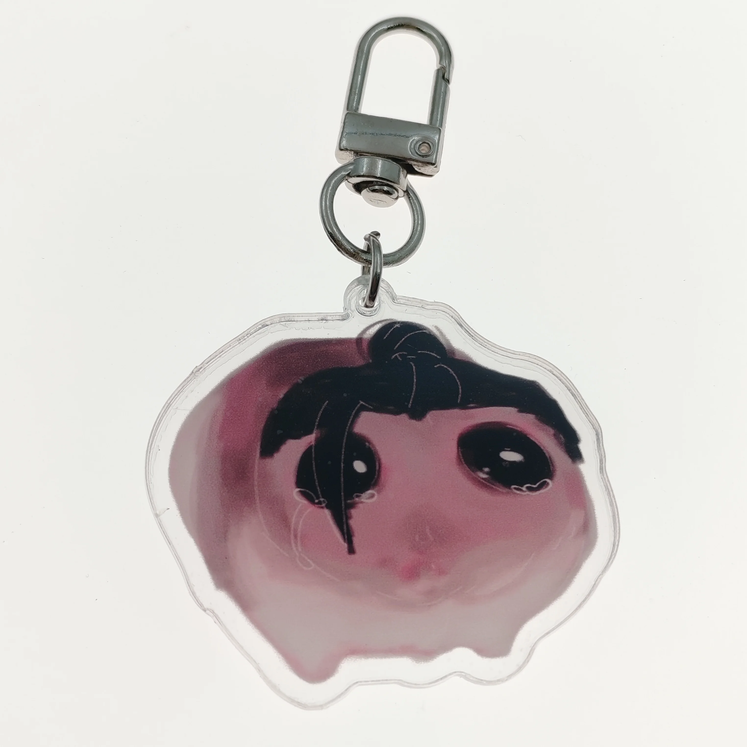 JJK Sad Hamster Meme Keychain, Anime-Inspired Student Couple Charm, with Blue Eyes, for Phone & Bag Decoration